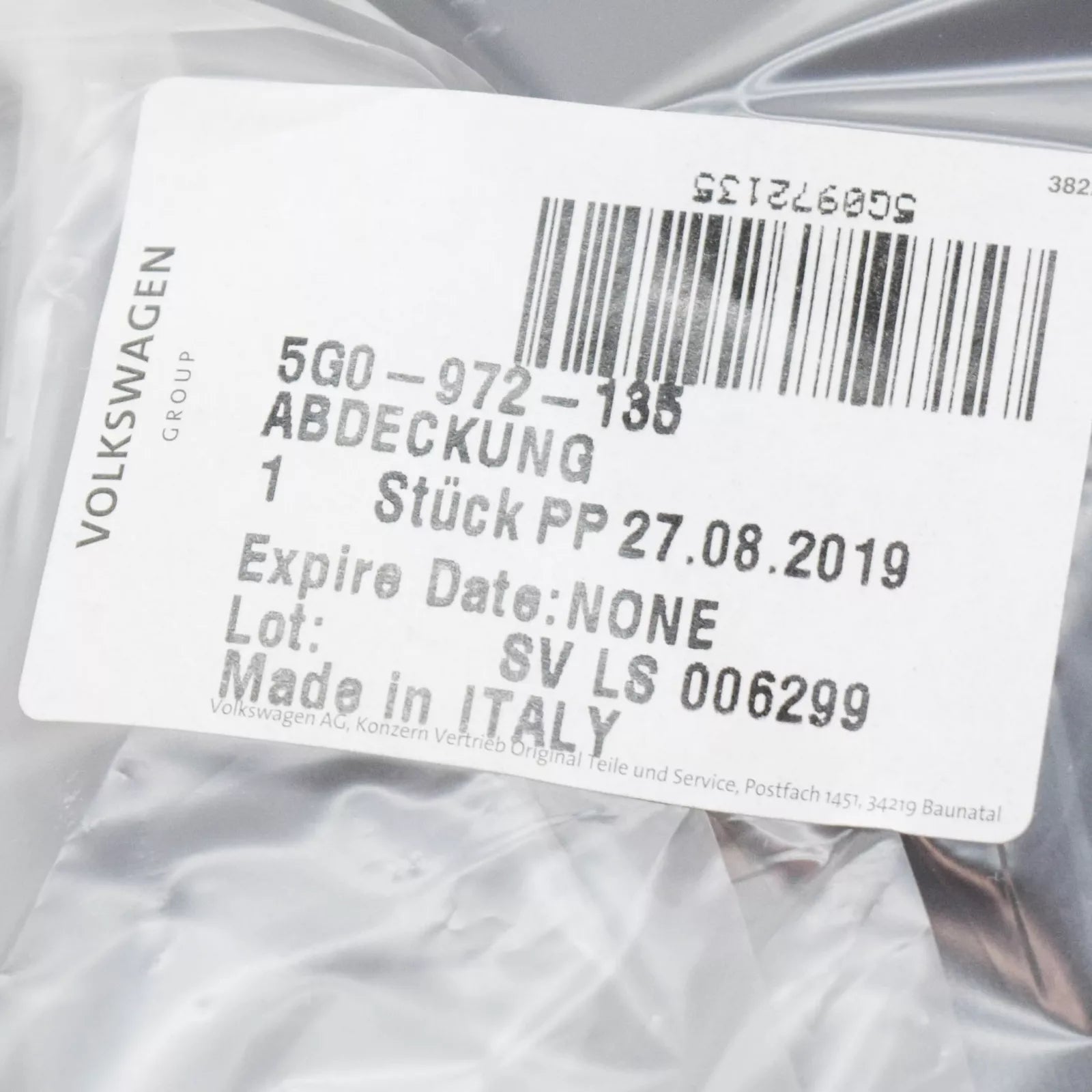 NEW VOLKSWAGEN GOLF 5G MK7 SOUND AMPLIFIER COVER 5G0972135 ORIGINAL