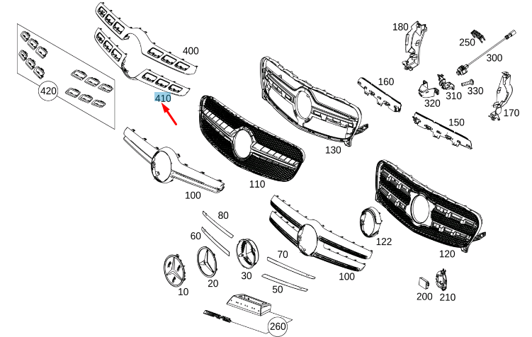 new mercedes-benz gla x156 radiator grille lower carrier a15688823009982