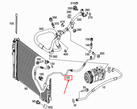 new mercedes-benz slk r172 a/c refrigerant line a1728301100 original