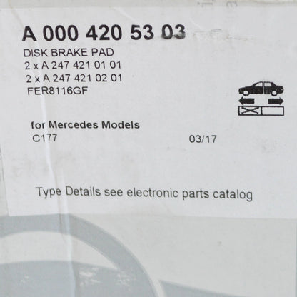 NEW MERCEDES-BENZ GLB X247 FRONT WHEEL BRAKE PAD SET A0004205303 ORIGINAL
