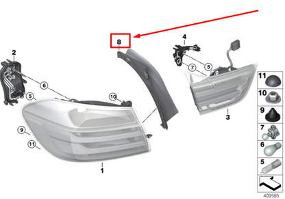 new bmw f33 rear left tail light water gutter cover 63217366067 7366067 original