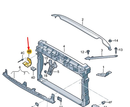 NEW VOLKSWAGEN GOLF MK7 FRONT RIGHT RADIATOR RETAINING PLATE 5G0805270 ORIGINAL