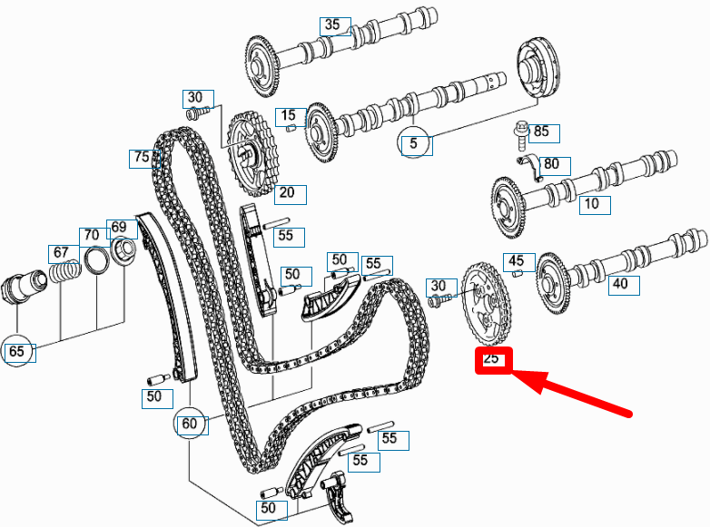 new mercedes-benz ml w164 exhaust left camshaft gear a6420521701 original