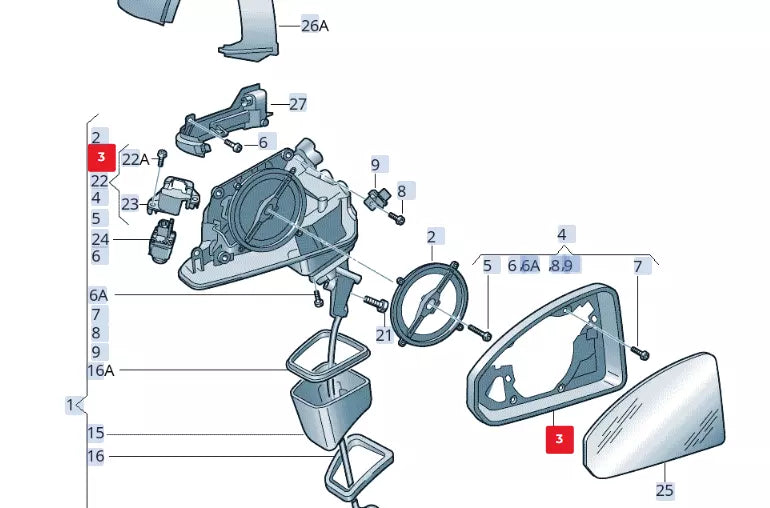 NEW AUDI Q7 4M FRONT LEFT DOOR MIRROR FRAME 4M08572399B9
