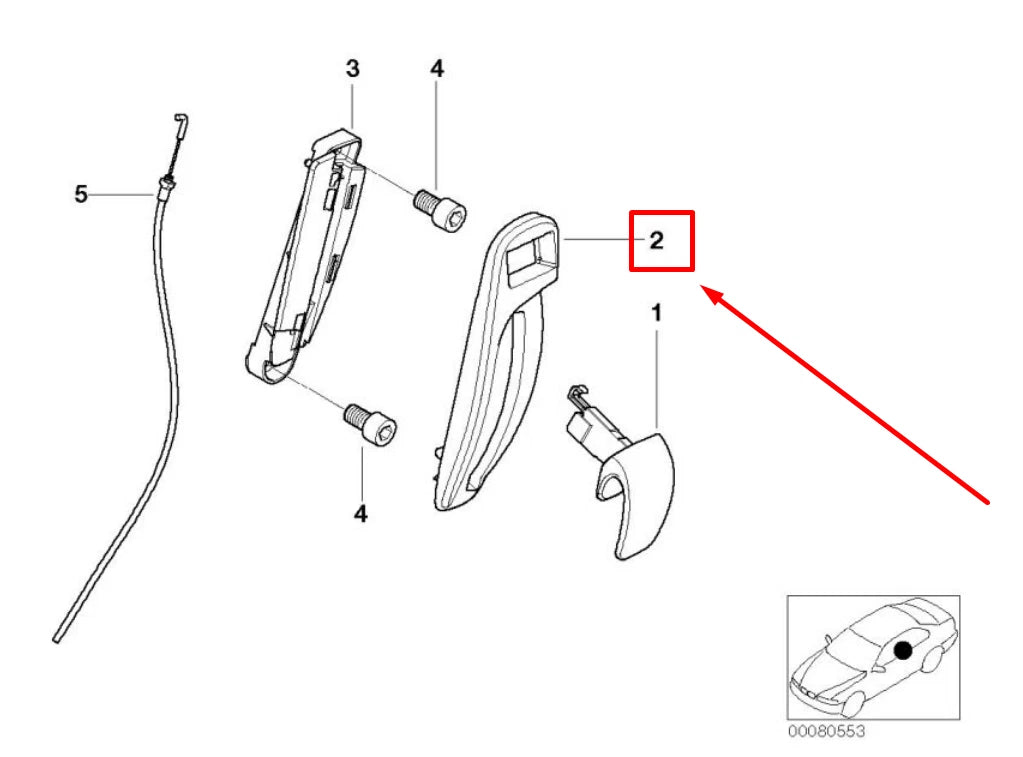 NEW BMW 3 E46 FRONT RIGHT SEAT UNLOCKING COVERING 8267506 52108267506 ORIGINAL