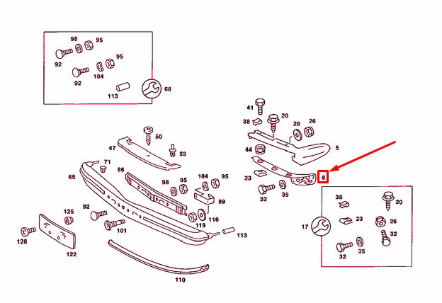 NEW MB SALOON W123 FRONT BUMPER LEFT REINFORCEMENT A1238802516 ORIGINAL