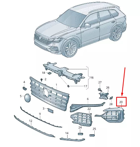 NEW VW TOUAREG CR FRONT LEFT BUMPER GRILLE COVER 760854661H041 ORIGINAL