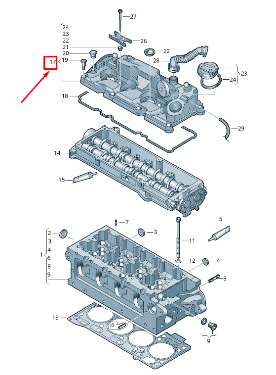 new vw touran 5t cylinder head cover 04l103469q original