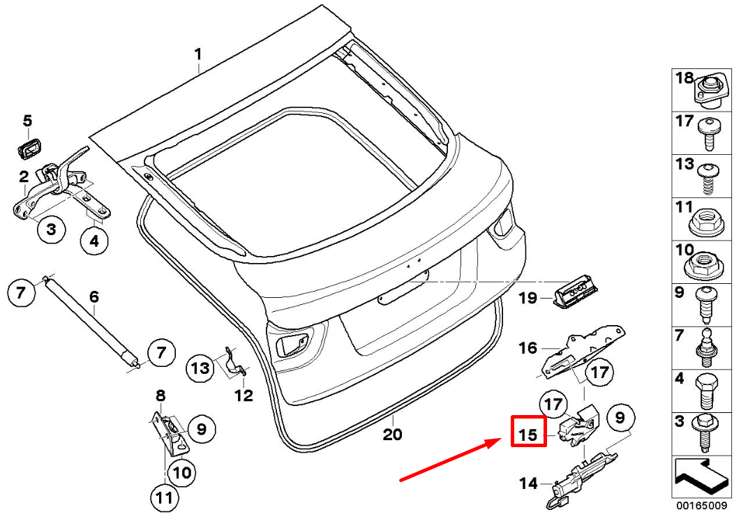 new bmw x6 e71, e72 hatch lock 7114612 51247114612 original