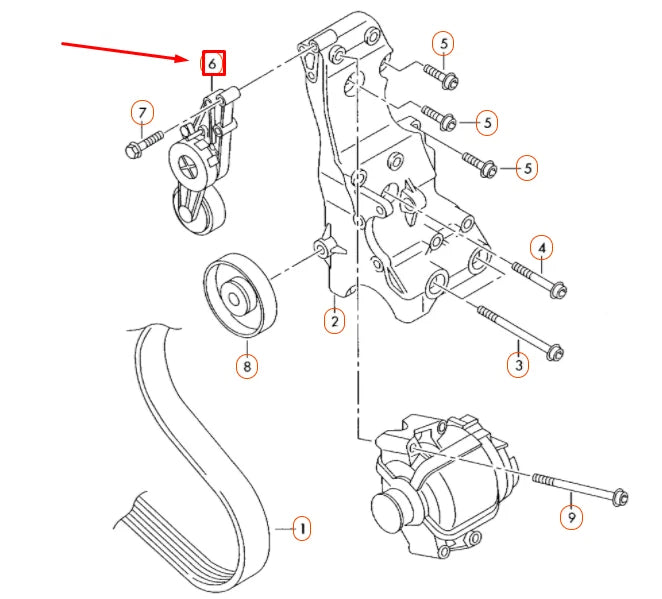 NEW AUDI A4 B7 BELT TENSIONER DAMPER 06B903133E ORIGINAL