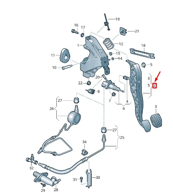 NEW VW TRANSPORTER VI T6 CLUTCH PEDAL LHD 7H1721315A ORIGINAL