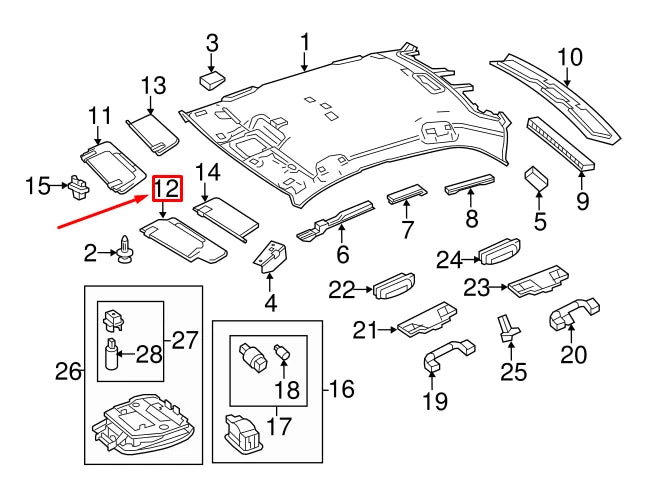 NEW MERCEDES-BENZ E W212 LEFT SIDE SUN VISOR A21281001018S63 ORIGINAL