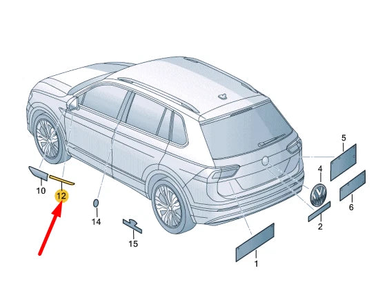 NEW VOLKSWAGEN TIGUAN AD FRONT LEFT FENDER WING BADGE LOGO 5NA853689BDPJ
