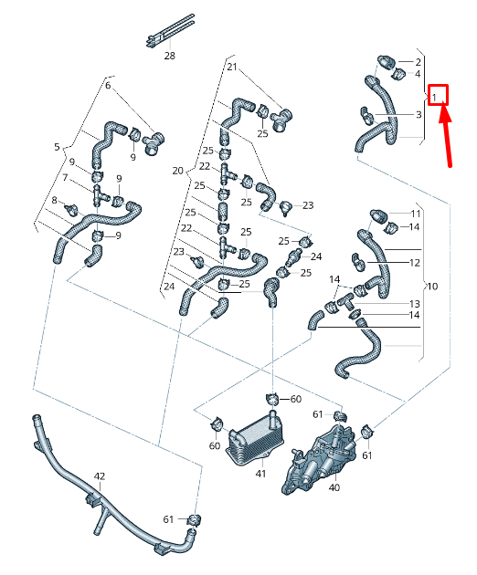 new vw sharan 7n coolant hose with quick release coupling 7n0122157cn original