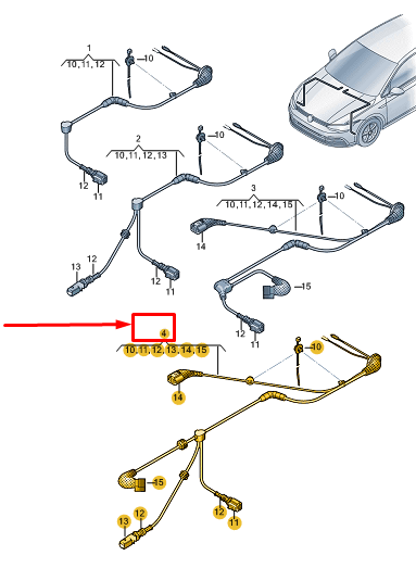 new vw golf cd mk8 front right speed sensor wiring harness 5wa927903e original