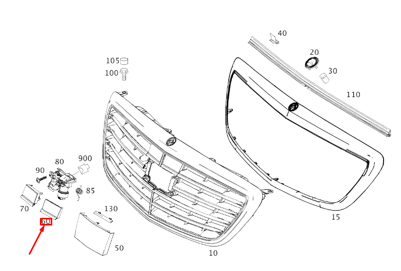 NEW MERCEDES-BENZ S W222 FRONT LEFT RADIATOR GRILLE CAP A22288502269040 ORIGINAL