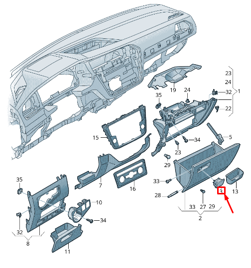 new volkswagen tiguan ad1 glove box opening mechanism 5nn85714781u original