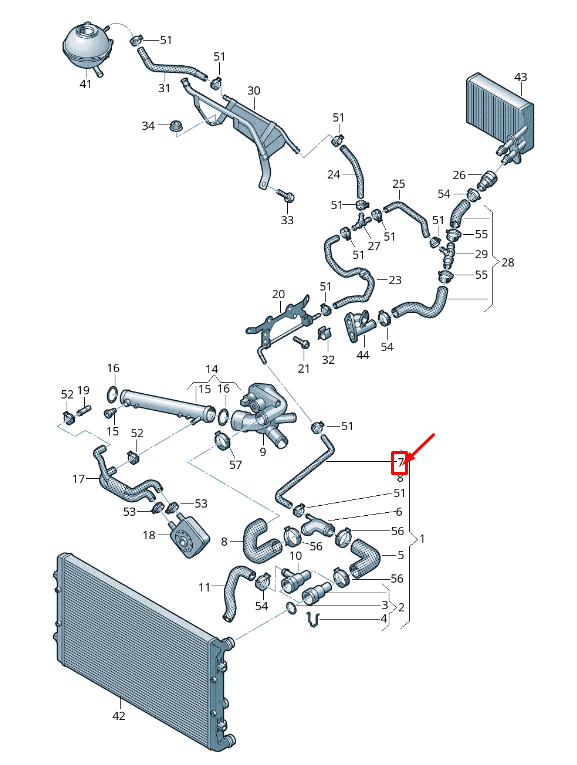 new vw eos 1f engine coolant hose 1k0121447dm original