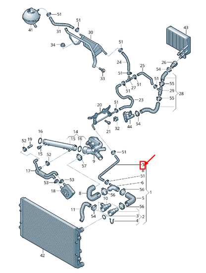 new vw eos 1f engine coolant hose 1k0121447dm original