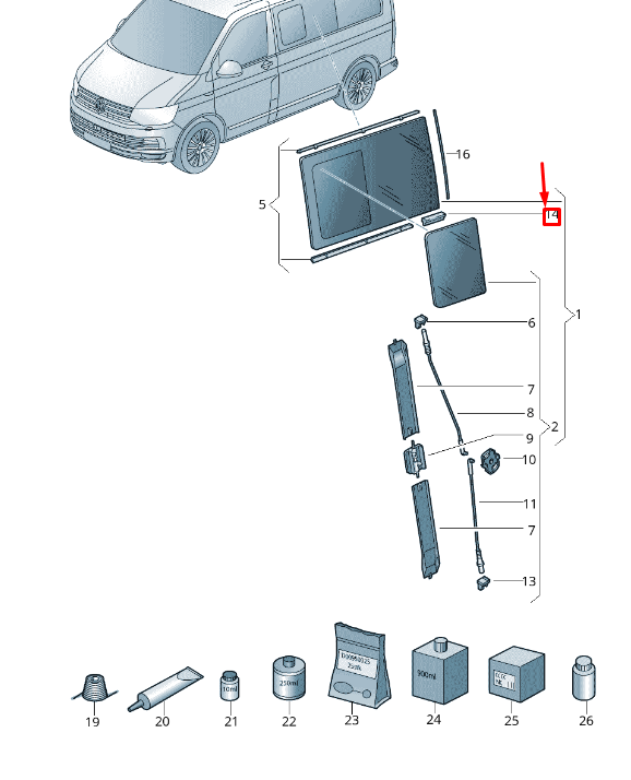 new vw transporter vi t6 left sliding window stop buffer 7h0845235 original