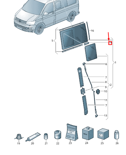 new vw transporter vi t6 left sliding window stop buffer 7h0845235 original