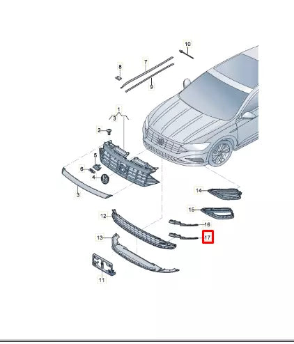NEW VOLKSWAGEN JETTA MK7 A7 FRONT LEFT BUMPER MOLDING 17A854321E041