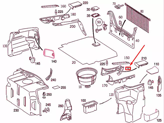 NEW MB CL COUPE C215 LUGAGGE LEFT INSIDE COVER A21569303337C45 ORIGINAL