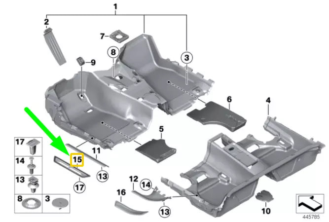 NEW BMW 1 F20 FRONT DOOR ENTRANCE BMW COVER TRIM 51477263315 7263315 ORIGINAL