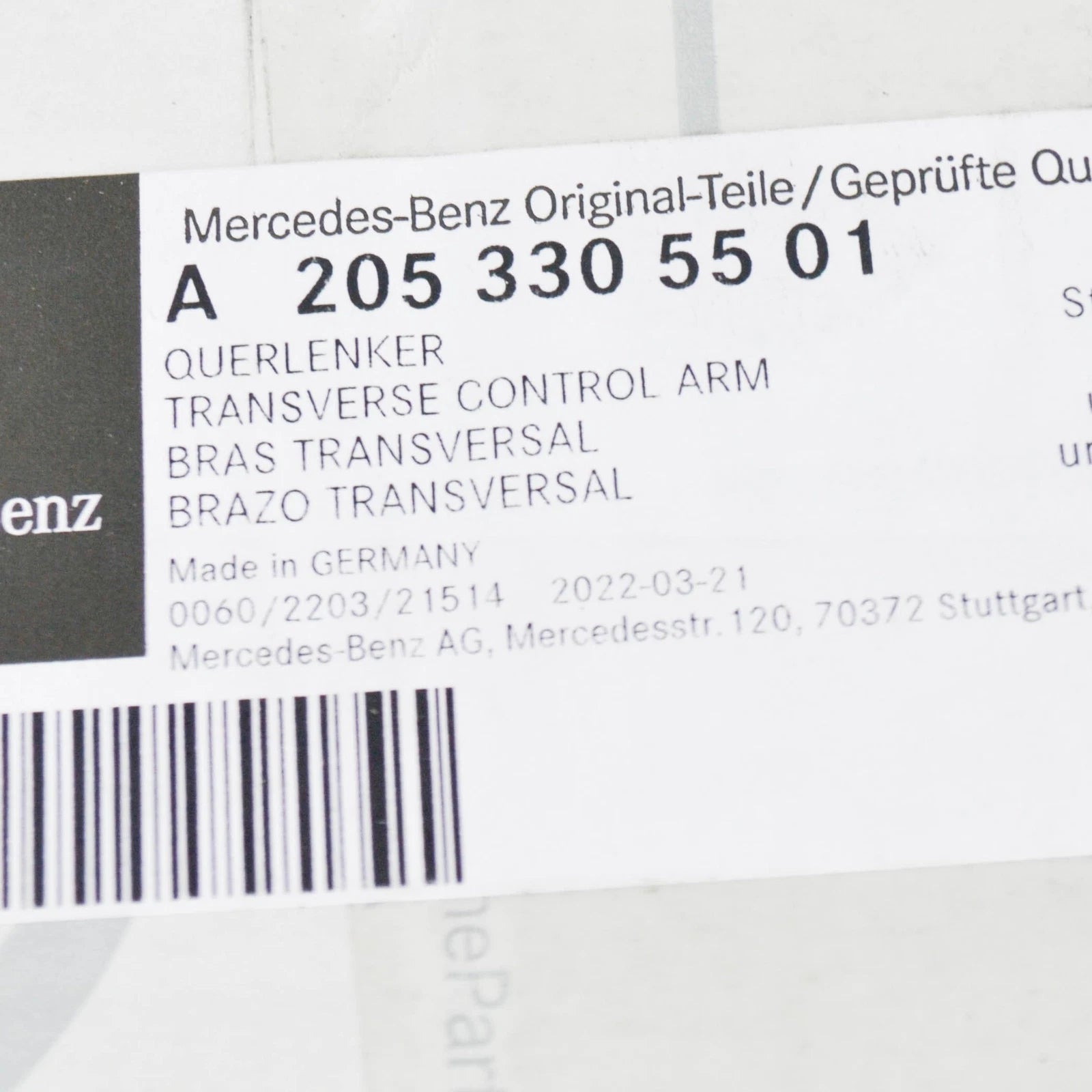 NEW MERCEDES-BENZ C-CLASS W205 FRONT LEFT UPPER CONTROL ARM A2053305501