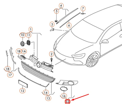 NEW VOLKSWAGEN GOLF 5K MK6 FRONT LEFT OUTER VENT GRILLE 1K9853665A9B9 ORIGINAL