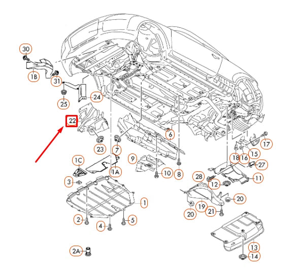 NEW AUDI TT 8J FLOOR PAN HEAT SHIELD PROTECTION 8J0825621B ORIGINAL