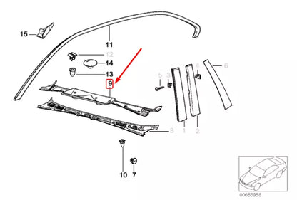 NEW BMW 3 COUPE E36 WINDSHIELD COWL COVER RHD 51711977678 ORIGINAL