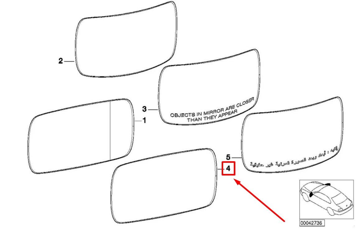 NEW BMW 5 E60 FRONT LEFT DOOR MIRROR GLASS 51167168183 7168183 ORIGINAL