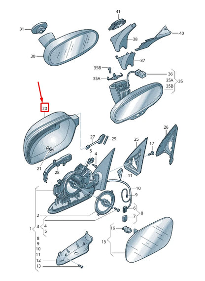 NEW AUDI Q3 8U FRONT LEFT DOOR MIRROR COVER 4F0857527CGRU 4F0857527C GRU