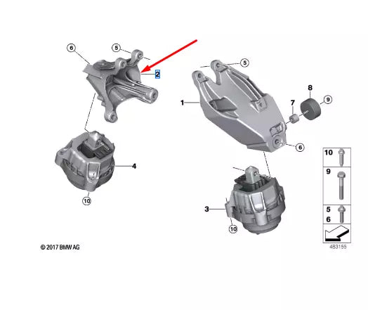 NEW BMW 4 COUPE G22 ENGINE RIGHT SIDE BRACKET 22119470132 ORIGINAL