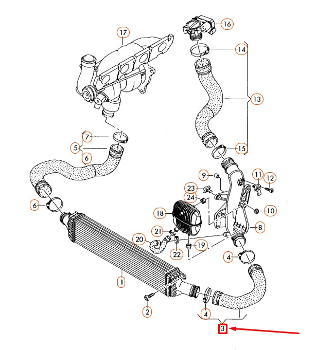 NEW AUDI A6 C7 LEFT INTERCOOLER PRESSURE HOSE 4G0145709AG