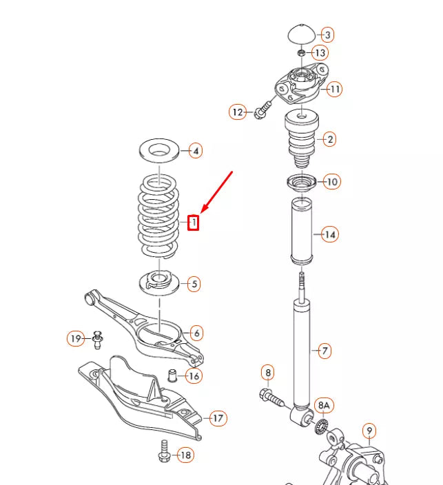 NEW VOLKSWAGEN BEETLE A5 REAR COIL SPRING 1K0511115DE ORIGINAL