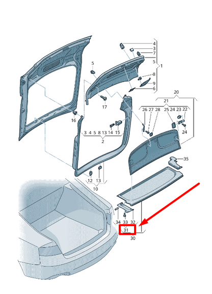 NEW AUDI A5 8T3 PARCEL SHELF SUPPORT REPAIR KIT 8T8898084A ORIGINAL