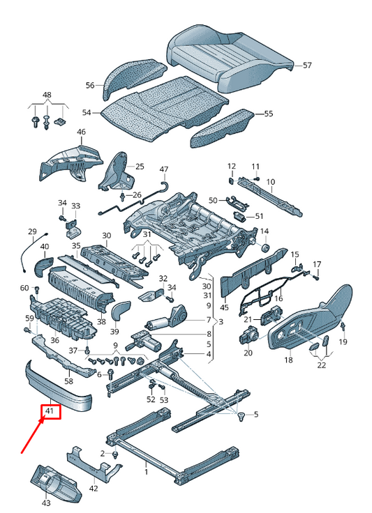 NEW AUDI Q7 4M FRONT RIGHT INNER SEAT FRAME TRIM LHD 4M0881794ASF3 ORIGINAL