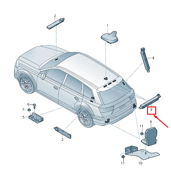 NEW AUDI Q7 4M RIGHT UPPER ANTENNA AMPLIFIER 4M0035225H