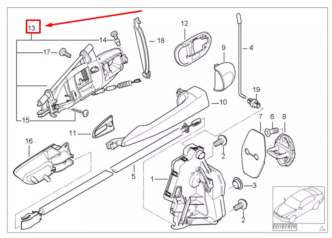 NEW BMW 3 E46 FRONT RIGHT OUTSIDE DOOR HANDLE CARRIER 7044840 51217044840