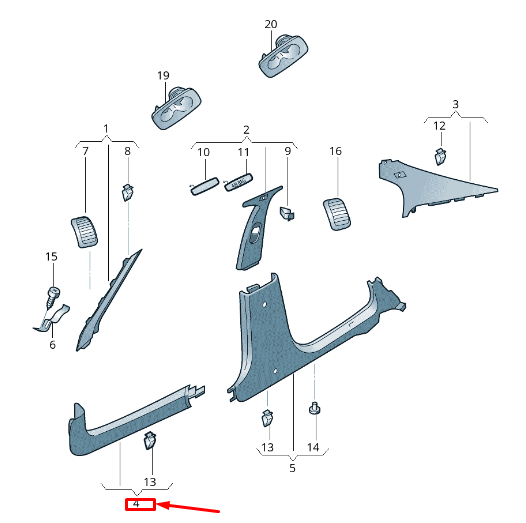 new skoda superb mk2 3t left lower a-pillar trim 3t0863483a4k1 original