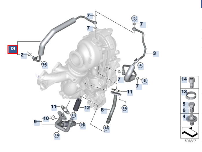 new bmw x1 f48 oil feed low compression line 11428580009 original