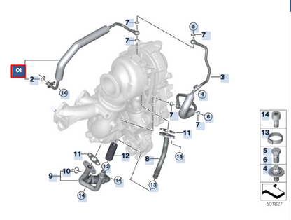 new bmw x1 f48 oil feed low compression line 11428580009 original