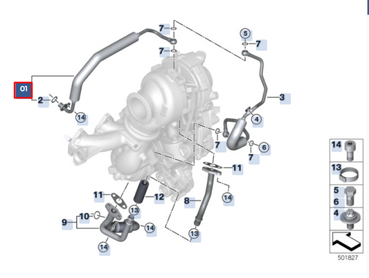 new bmw x1 f48 oil feed low compression line 11428580009 original