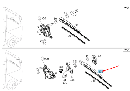 NEW MERCEDES-BENZ VITO W447 REAR WINDOW WIPER ARM A4478201544 ORIGINAL