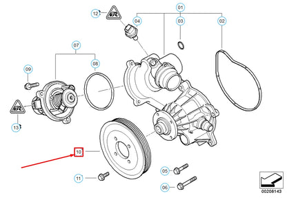 NEW BMW 7 E65 WATER PUMP PULLEY 11517506667 7506667 ORIGINAL