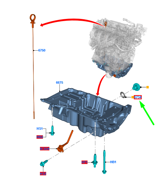 new ford mondeo mk5 oil pan drain plug gasket ej7e-6734-ca 2505993 original