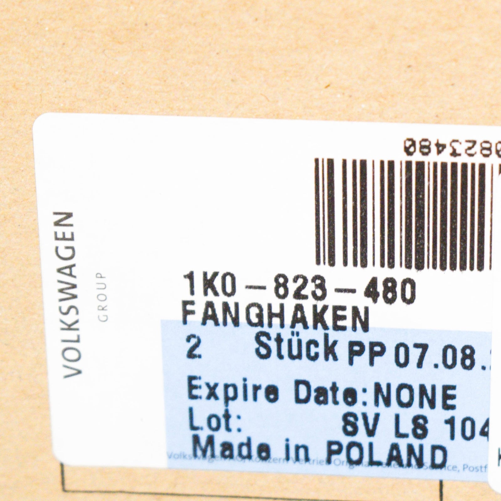 NEW VW GOLF IV 1J5 BONNET RELEASE LOCK LATCH MECHANISM 1K0823480 ORIGINAL