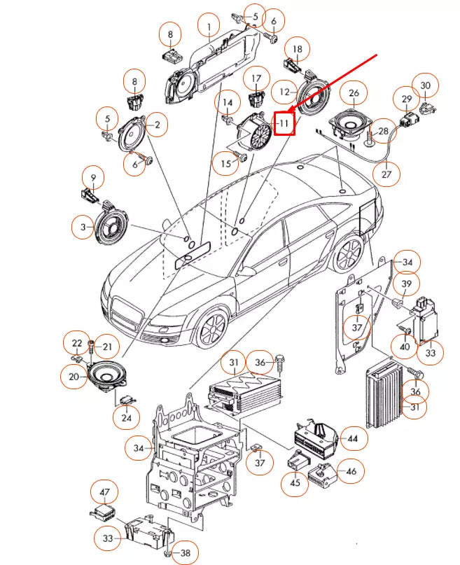 NEW AUDI A6 C6 REAR DOOR MID-RANGE BASS SPEAKER 4F0035415B ORIGINAL